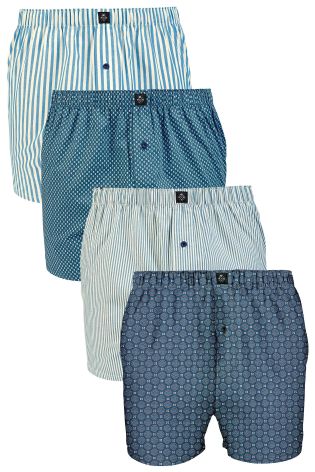 Teal Woven Boxers Four Pack